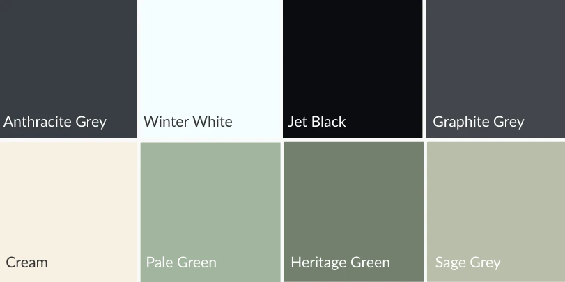 Colour pallette for fully finished timber windows